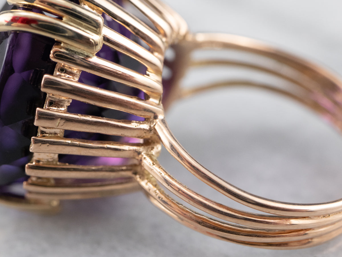 Gold Amethyst Statement Ring