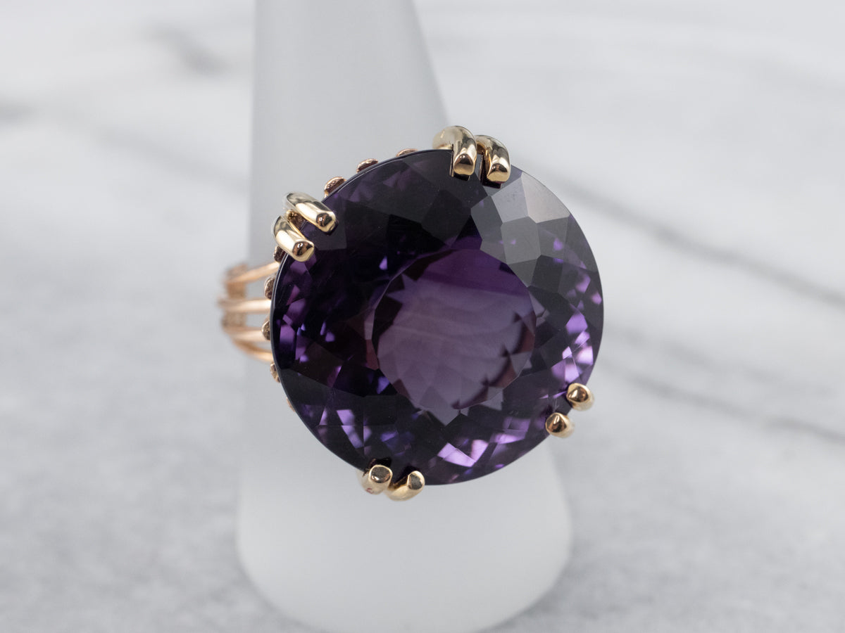 Gold Amethyst Statement Ring