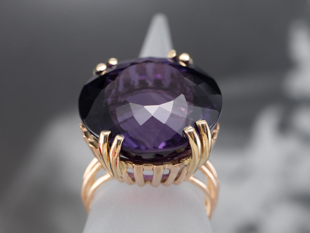 Gold Amethyst Statement Ring