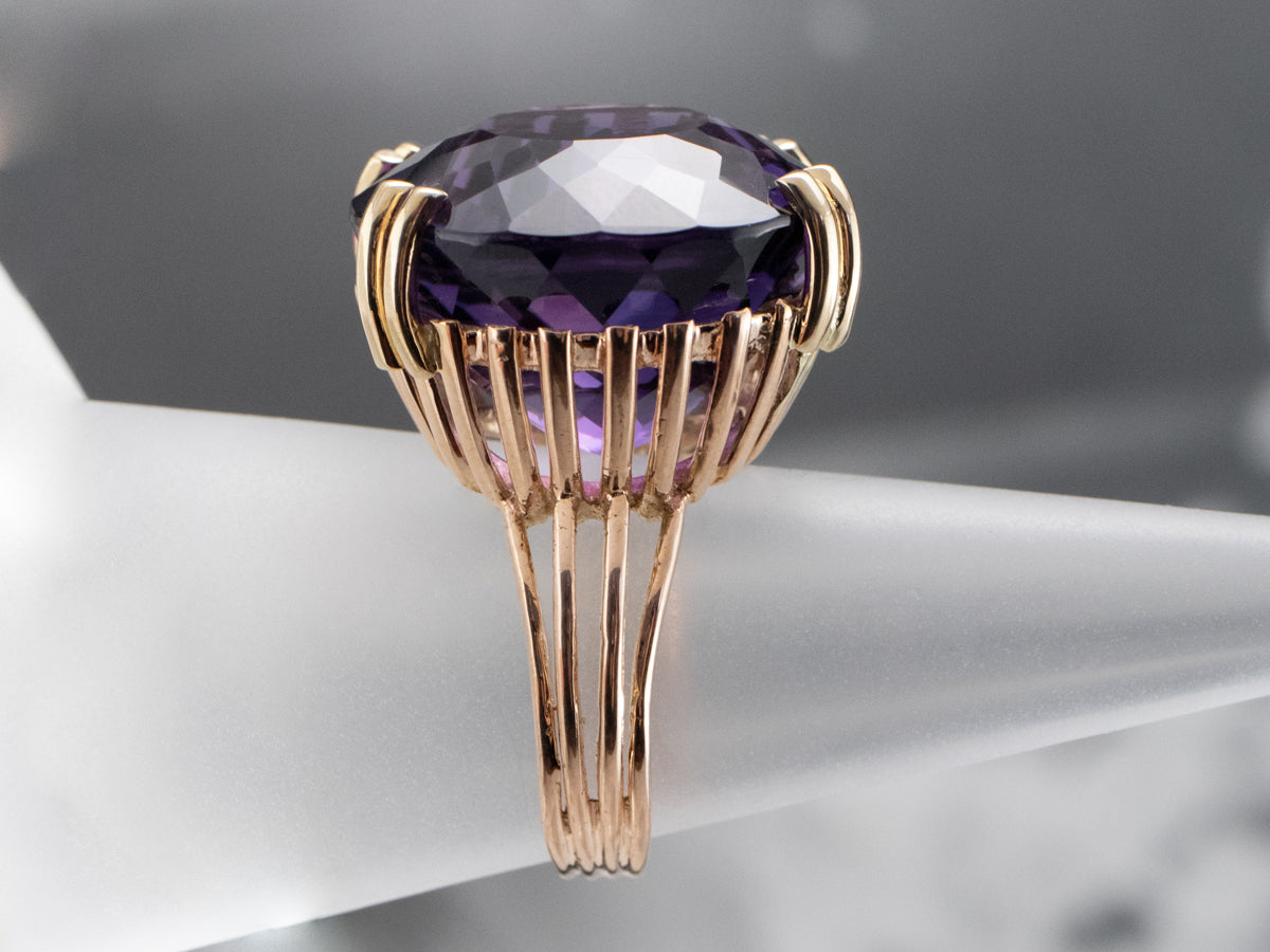 Gold Amethyst Statement Ring