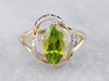 Marquise Peridot Two Tone Gold Ring