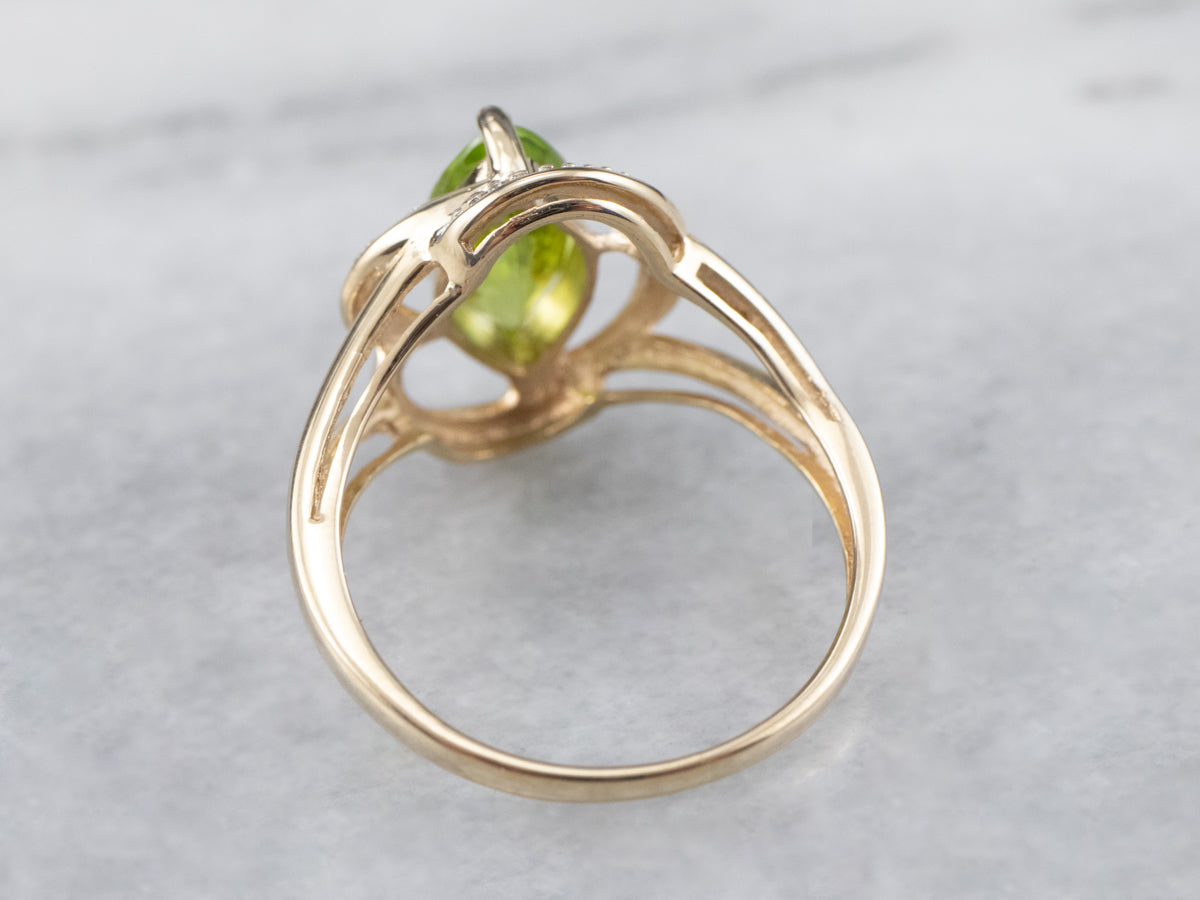 Marquise Peridot Two Tone Gold Ring