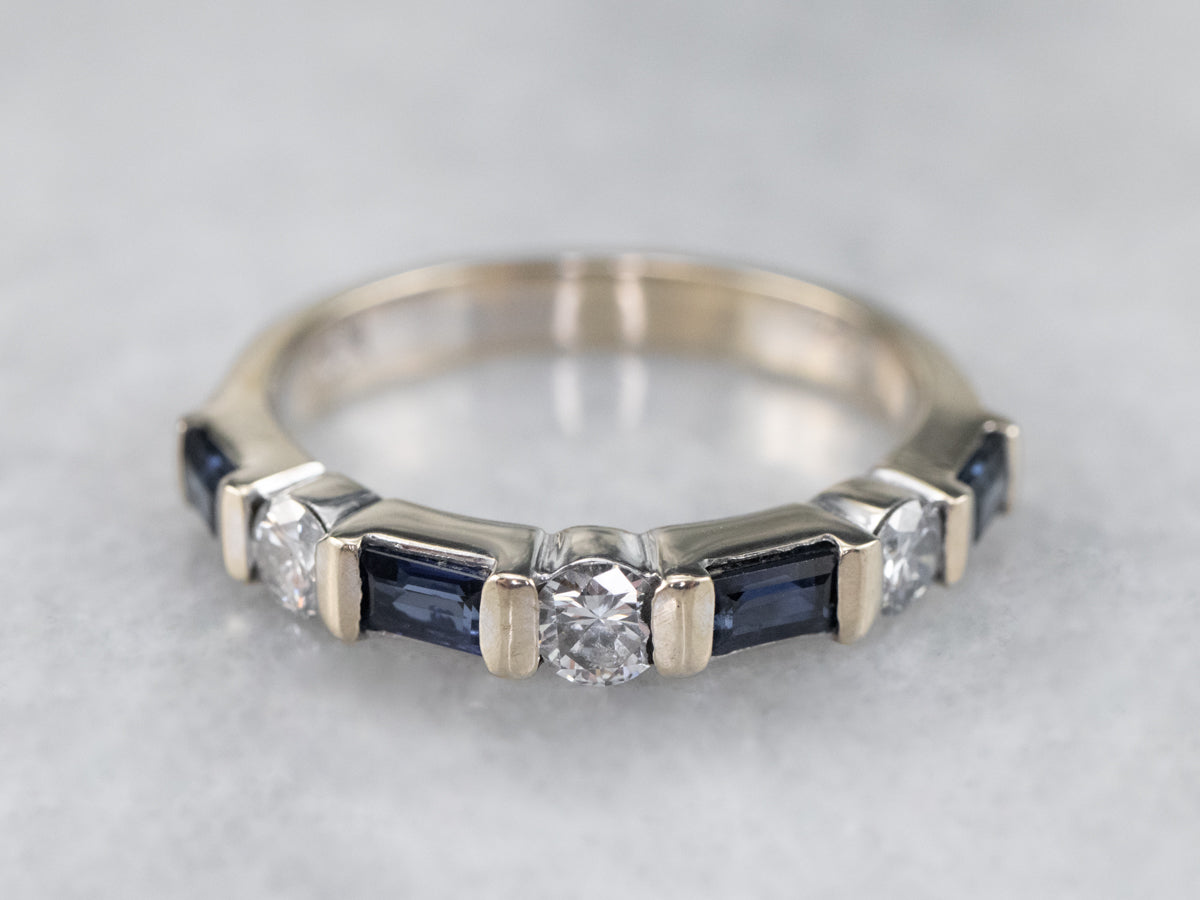 Baguette Sapphire and Diamond Band