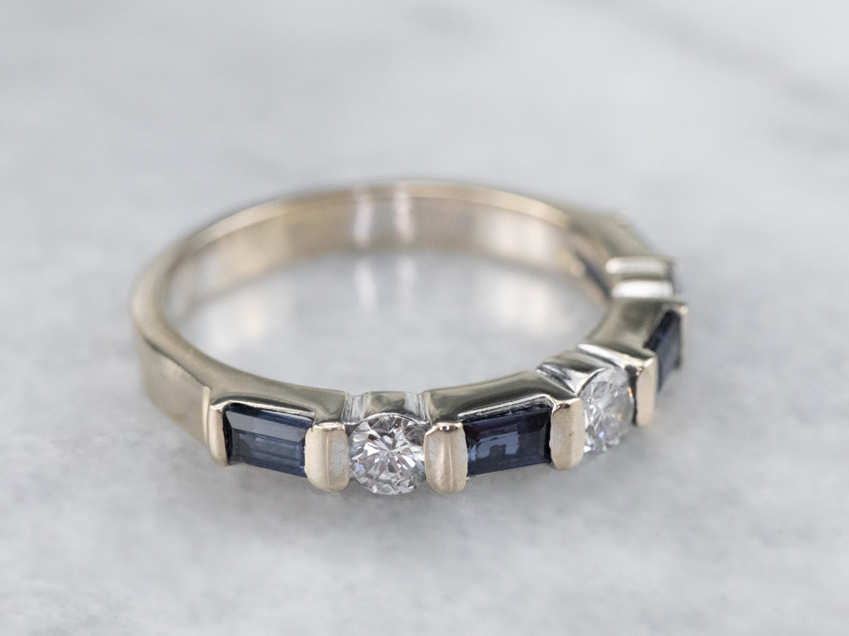 Baguette Sapphire and Diamond Band