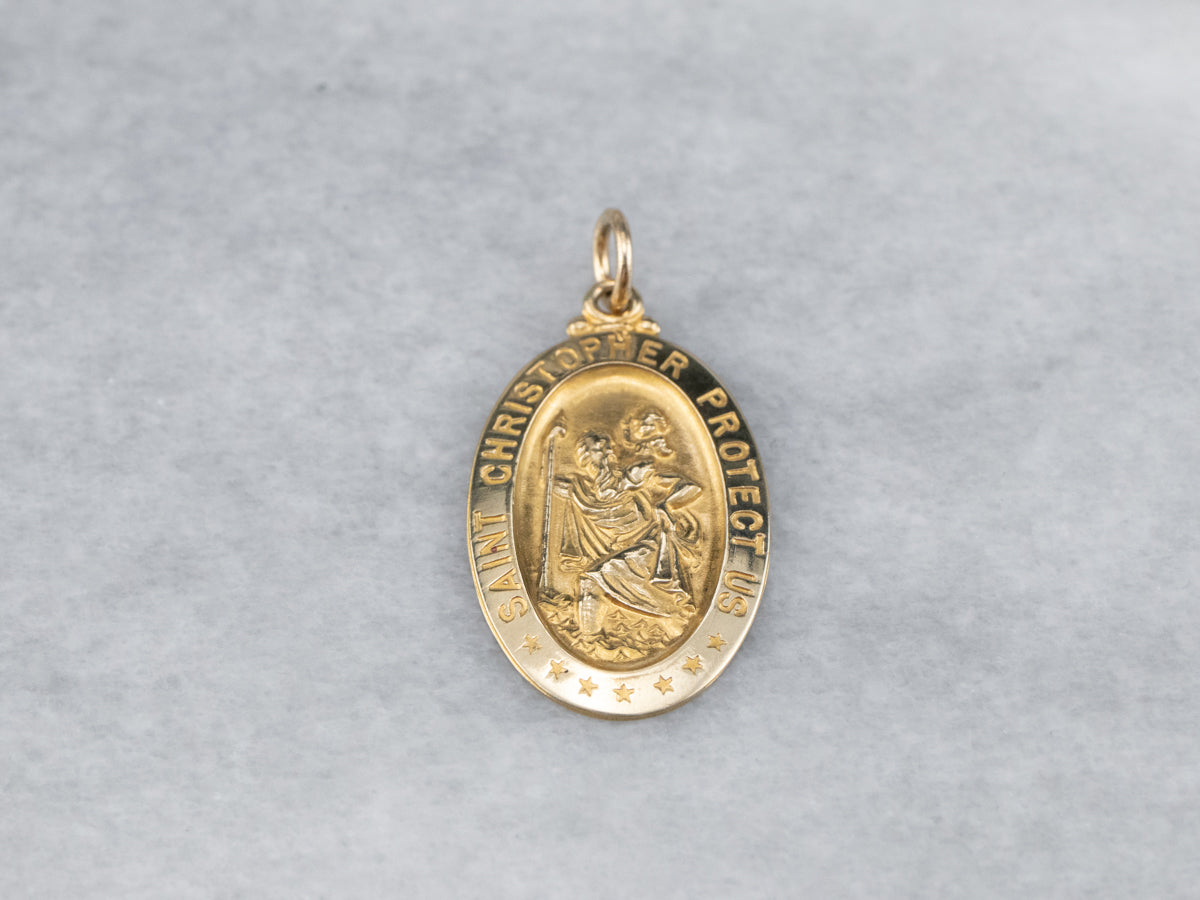 Gold Saint Christopher Medallion