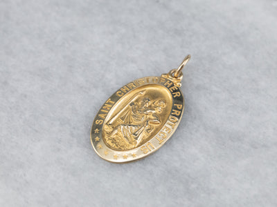 Gold Saint Christopher Medallion