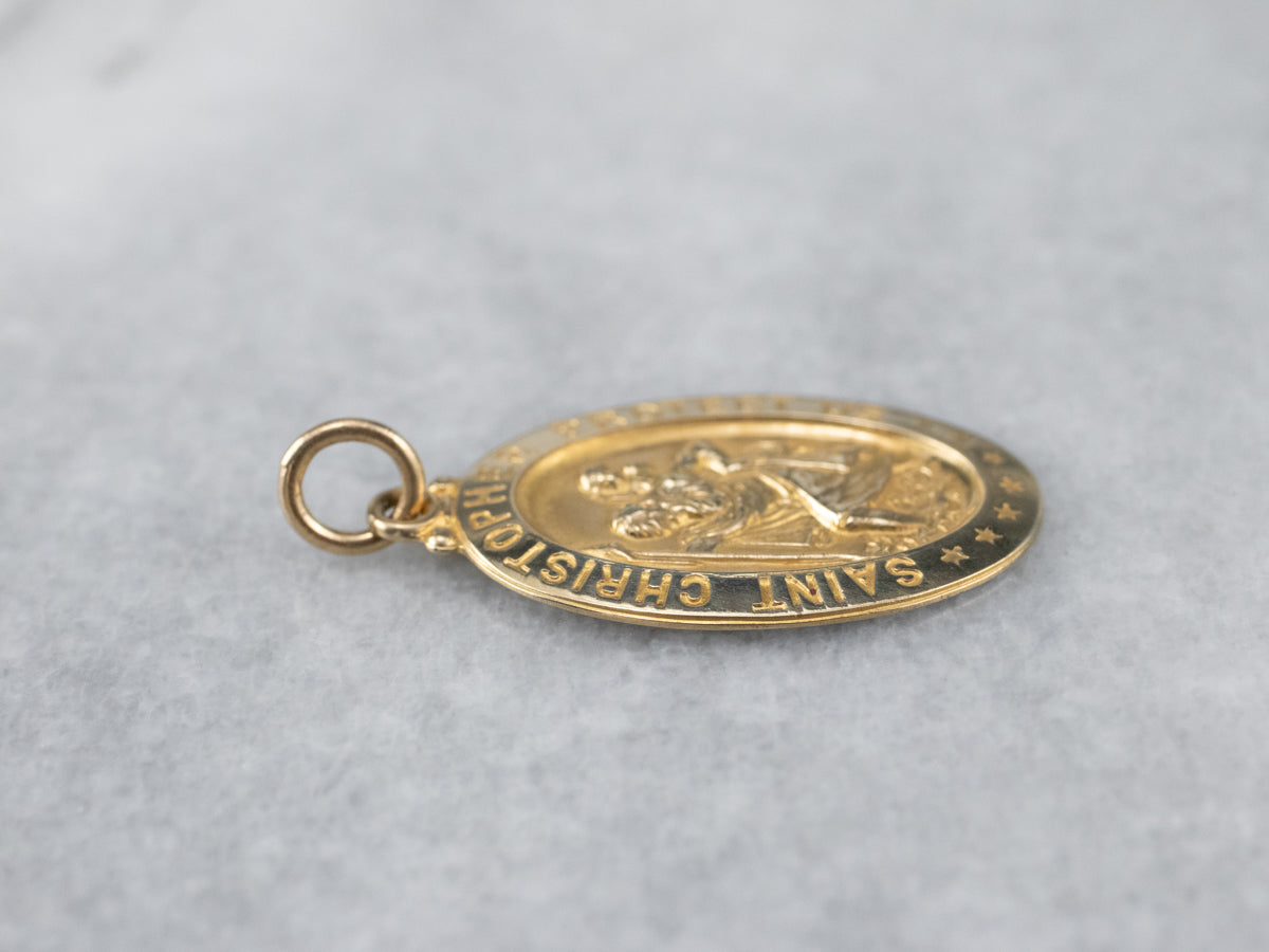 Gold Saint Christopher Medallion