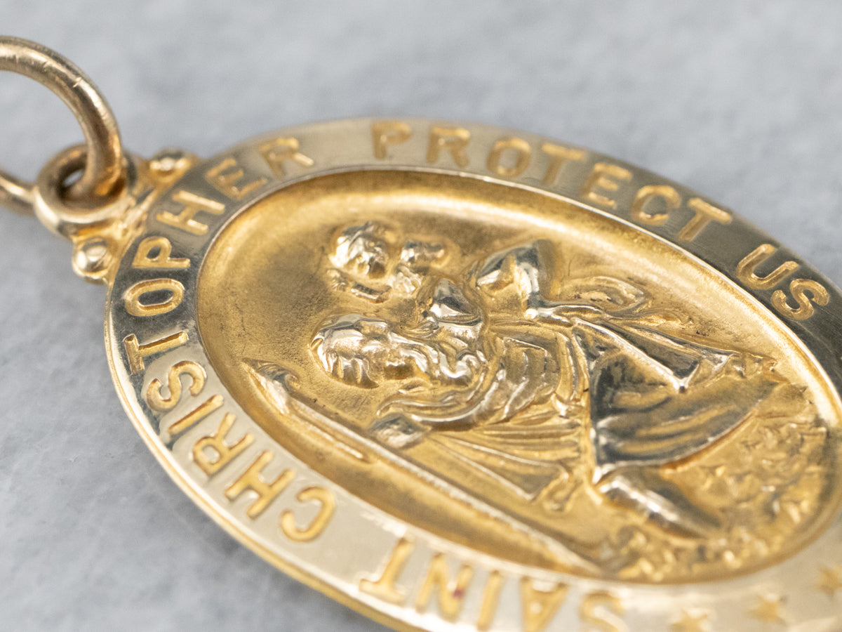 Gold Saint Christopher Medallion