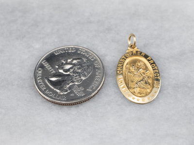 Gold Saint Christopher Medallion