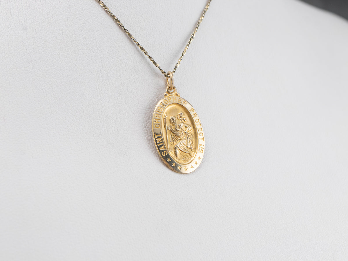 Gold Saint Christopher Medallion