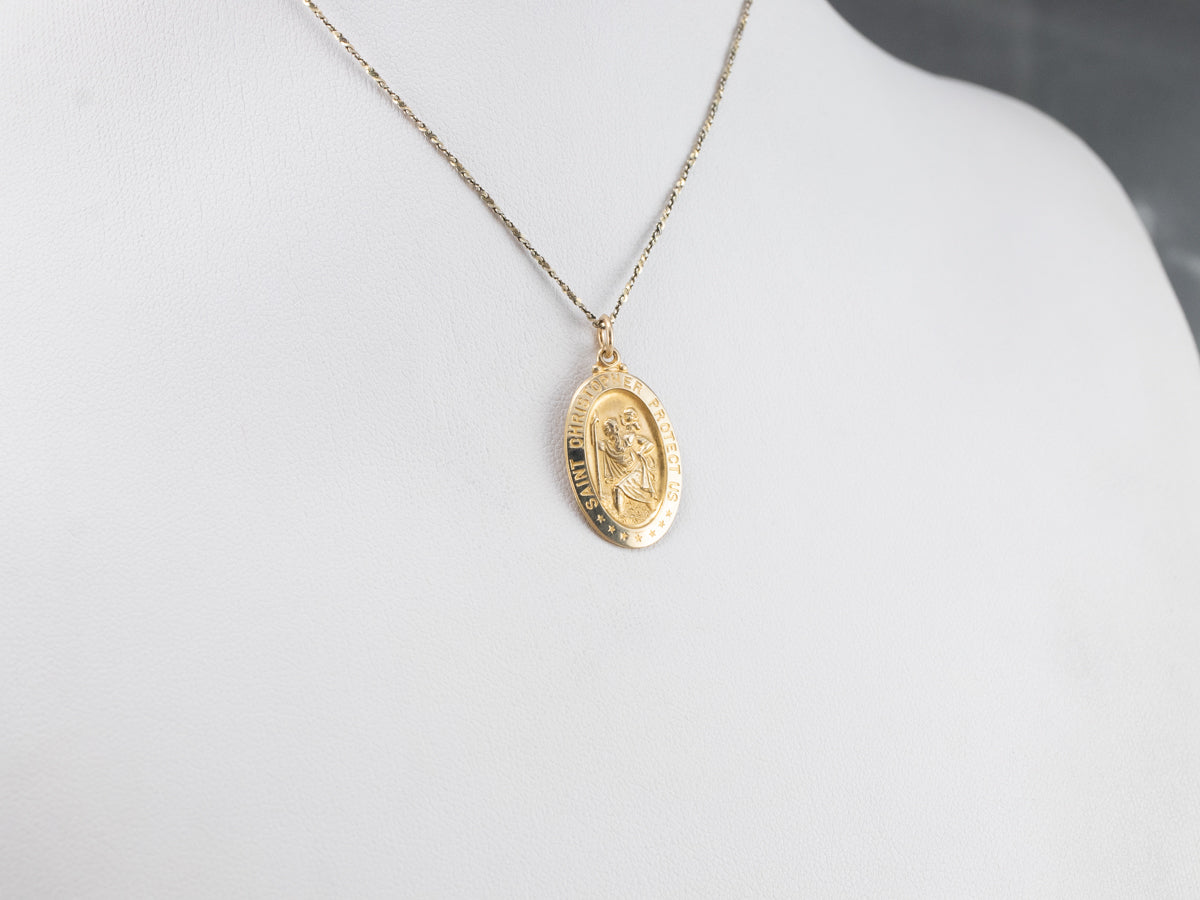 Gold Saint Christopher Medallion