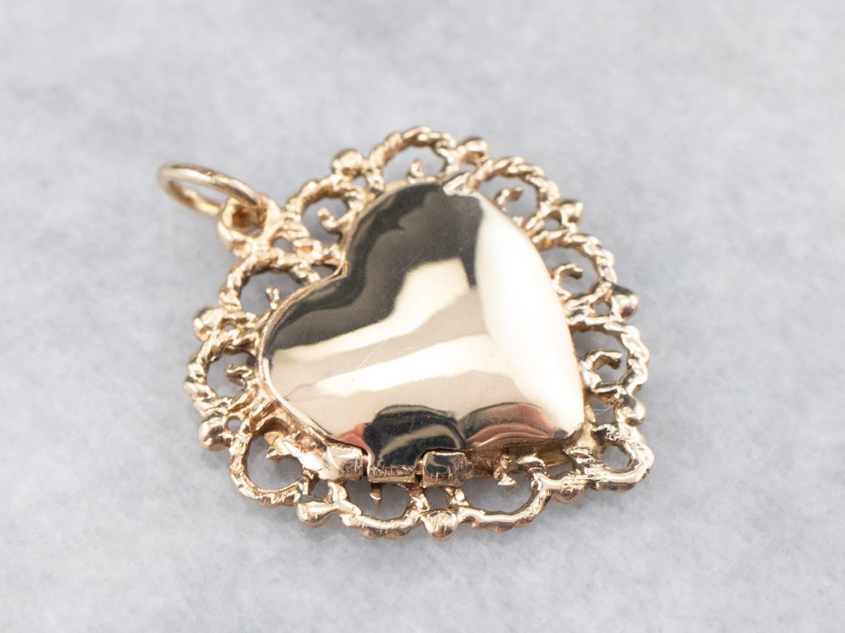 Gold Filigree Heart Shaped Locket