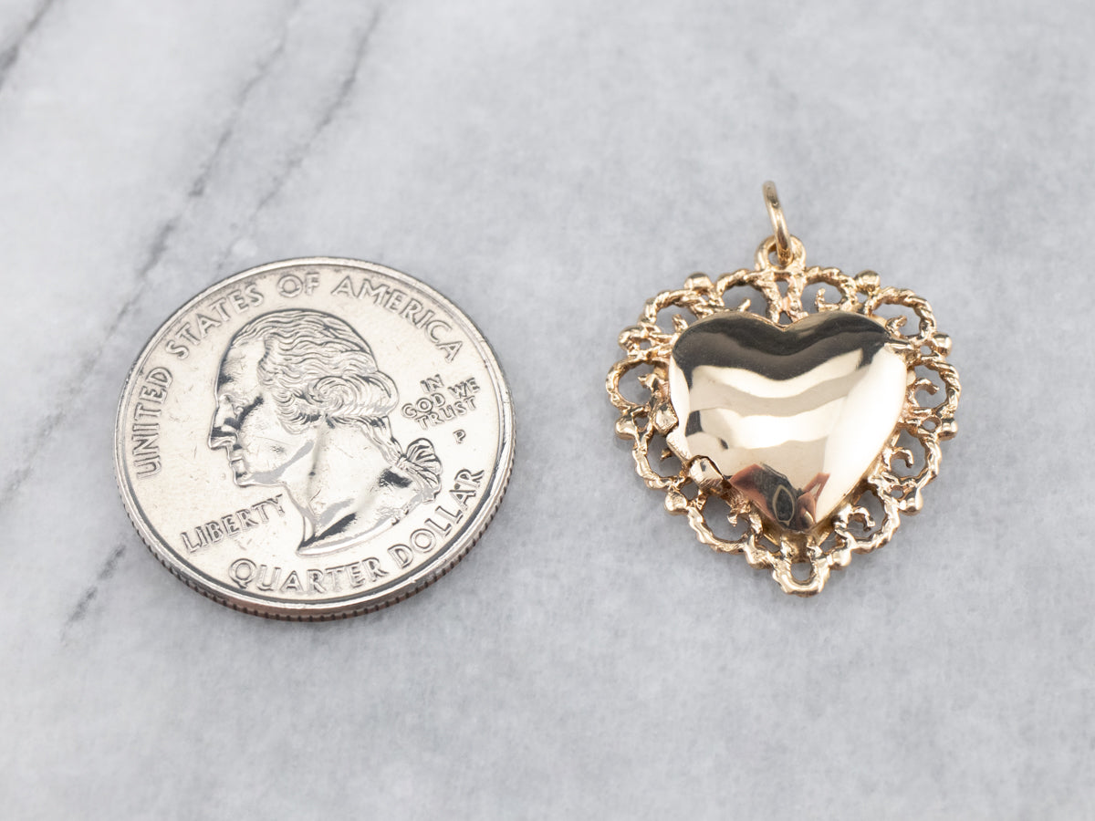 Gold Filigree Heart Shaped Locket