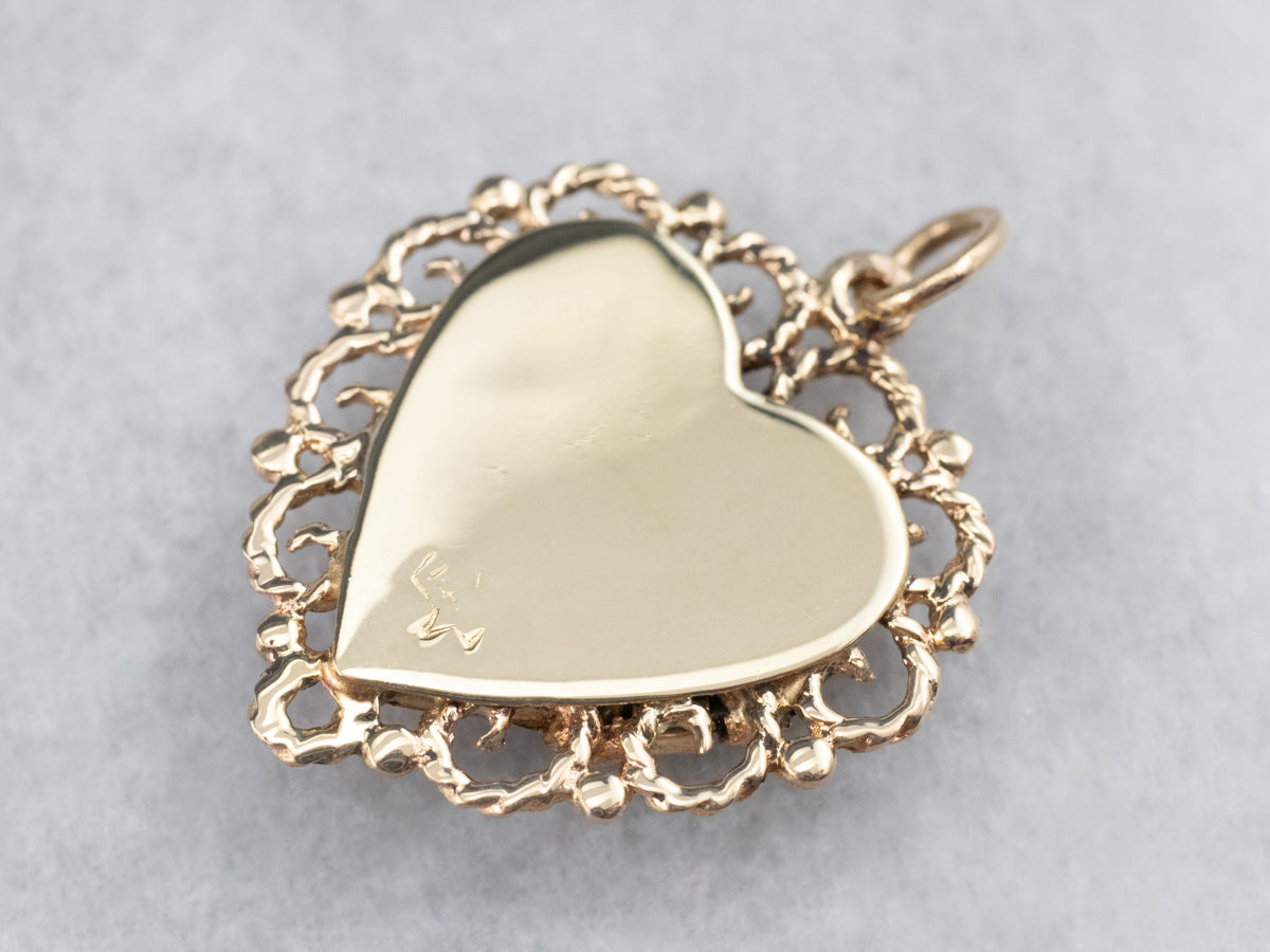 Gold Filigree Heart Shaped Locket