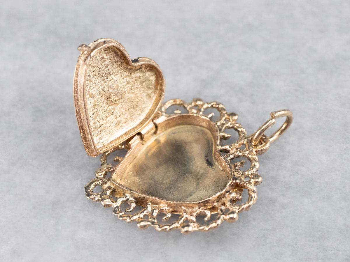 Gold Filigree Heart Shaped Locket