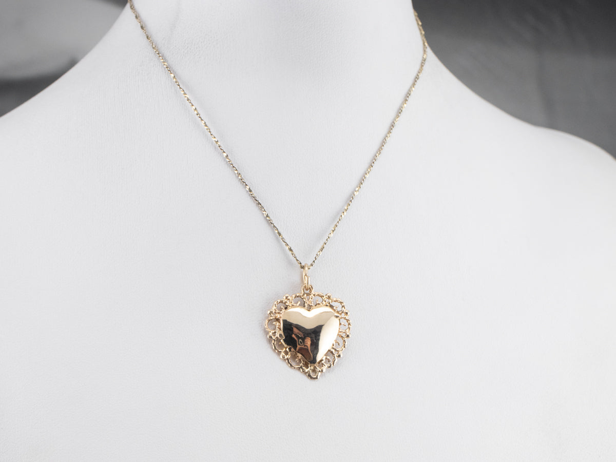 Gold Filigree Heart Shaped Locket