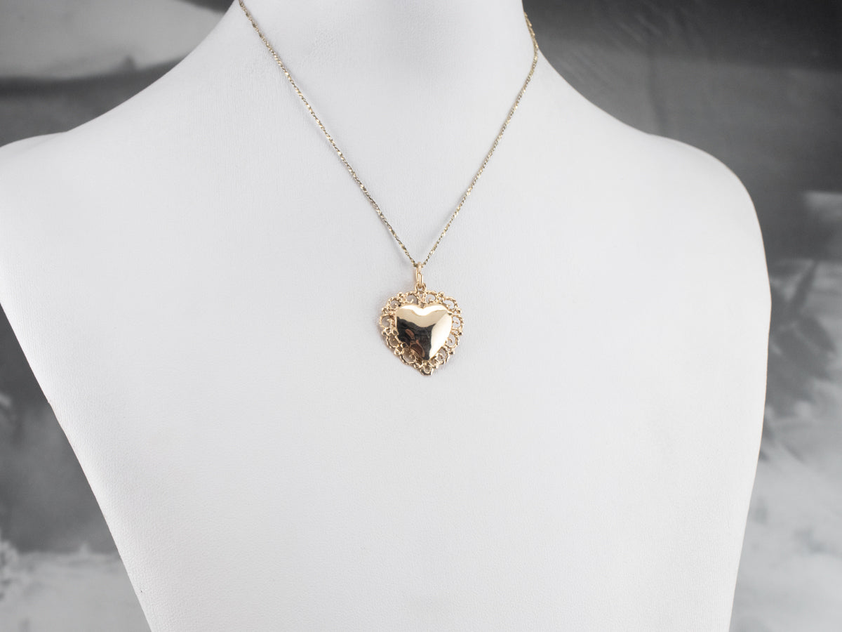 Gold Filigree Heart Shaped Locket