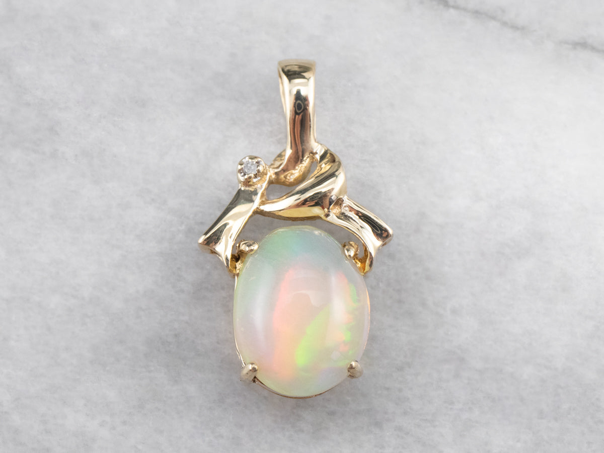 Opal and Diamond Gold Pendant