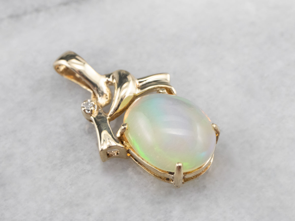 Opal and Diamond Gold Pendant