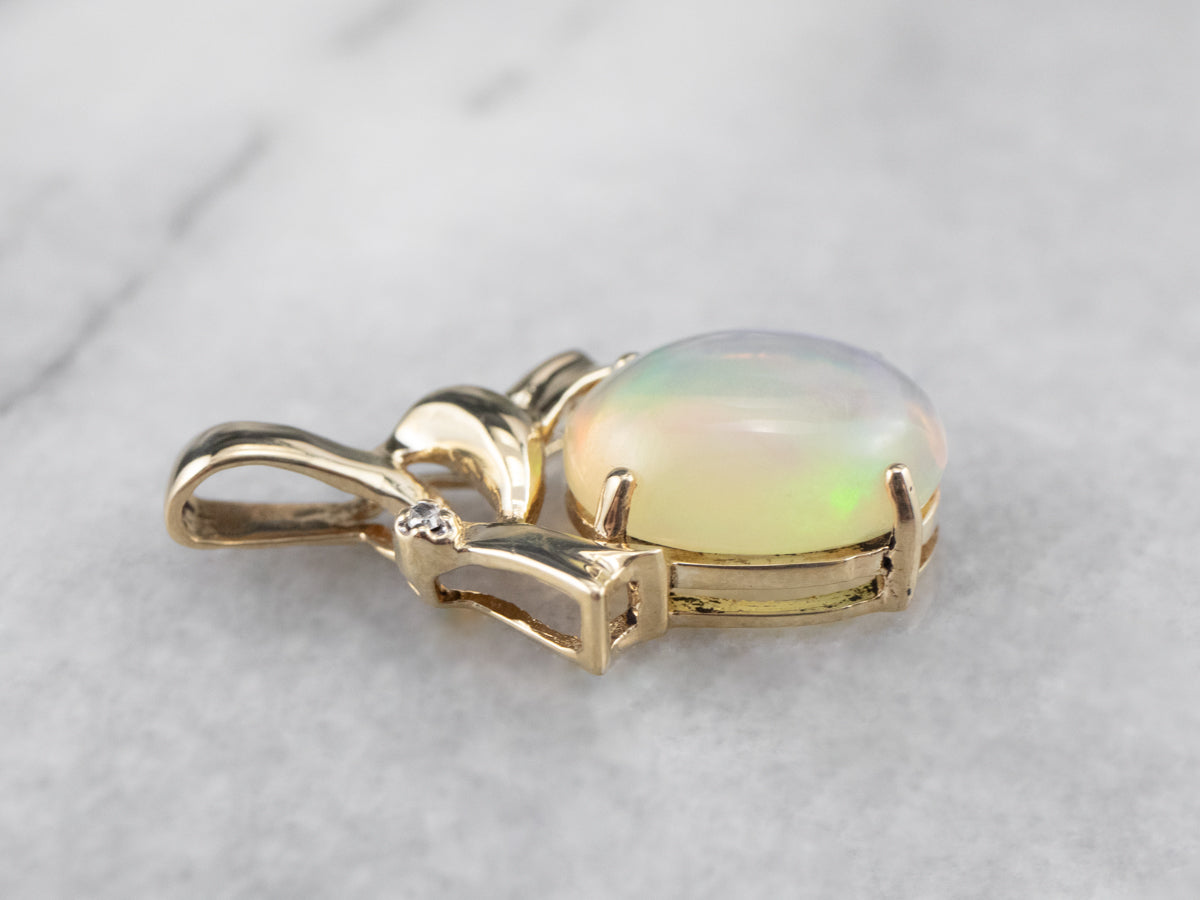 Opal and Diamond Gold Pendant