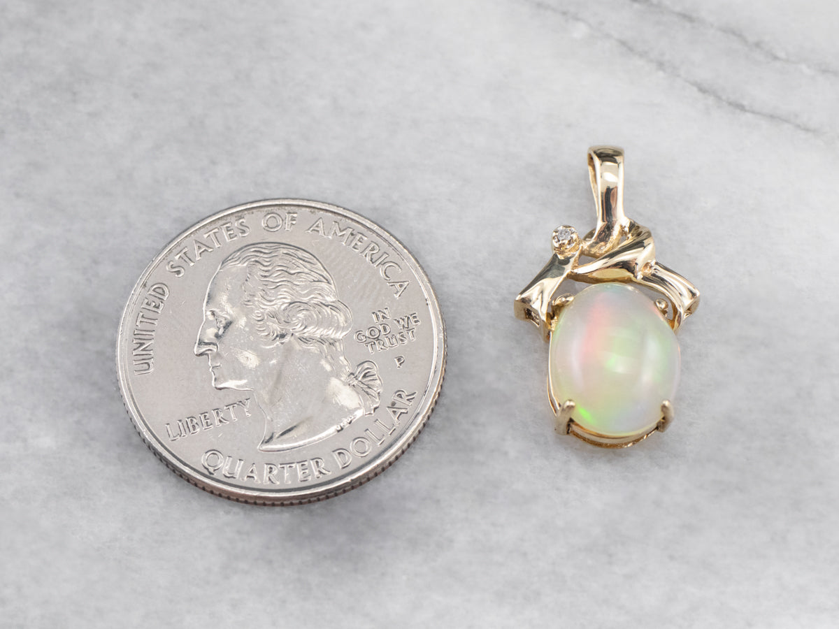 Opal and Diamond Gold Pendant