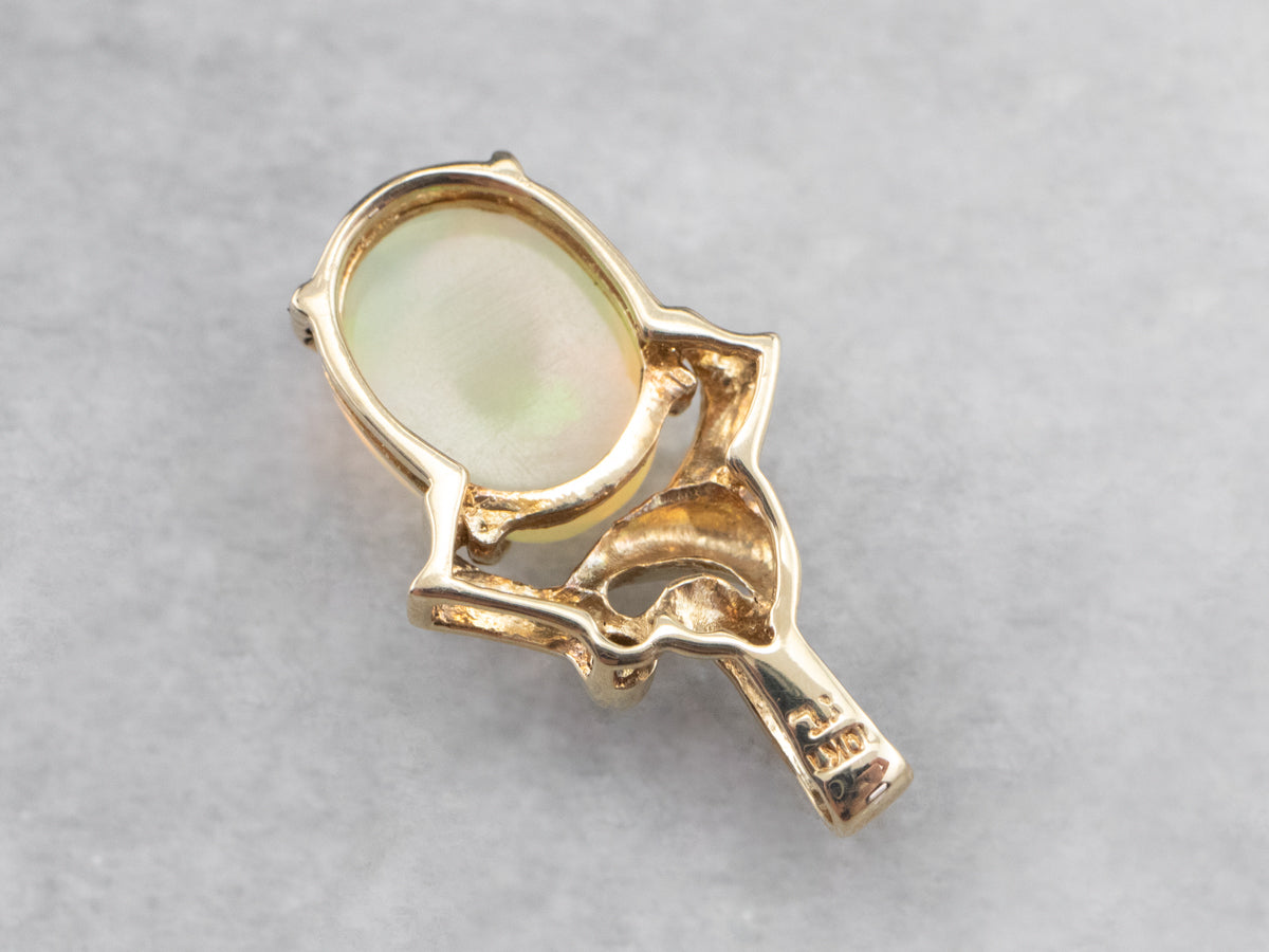 Opal and Diamond Gold Pendant