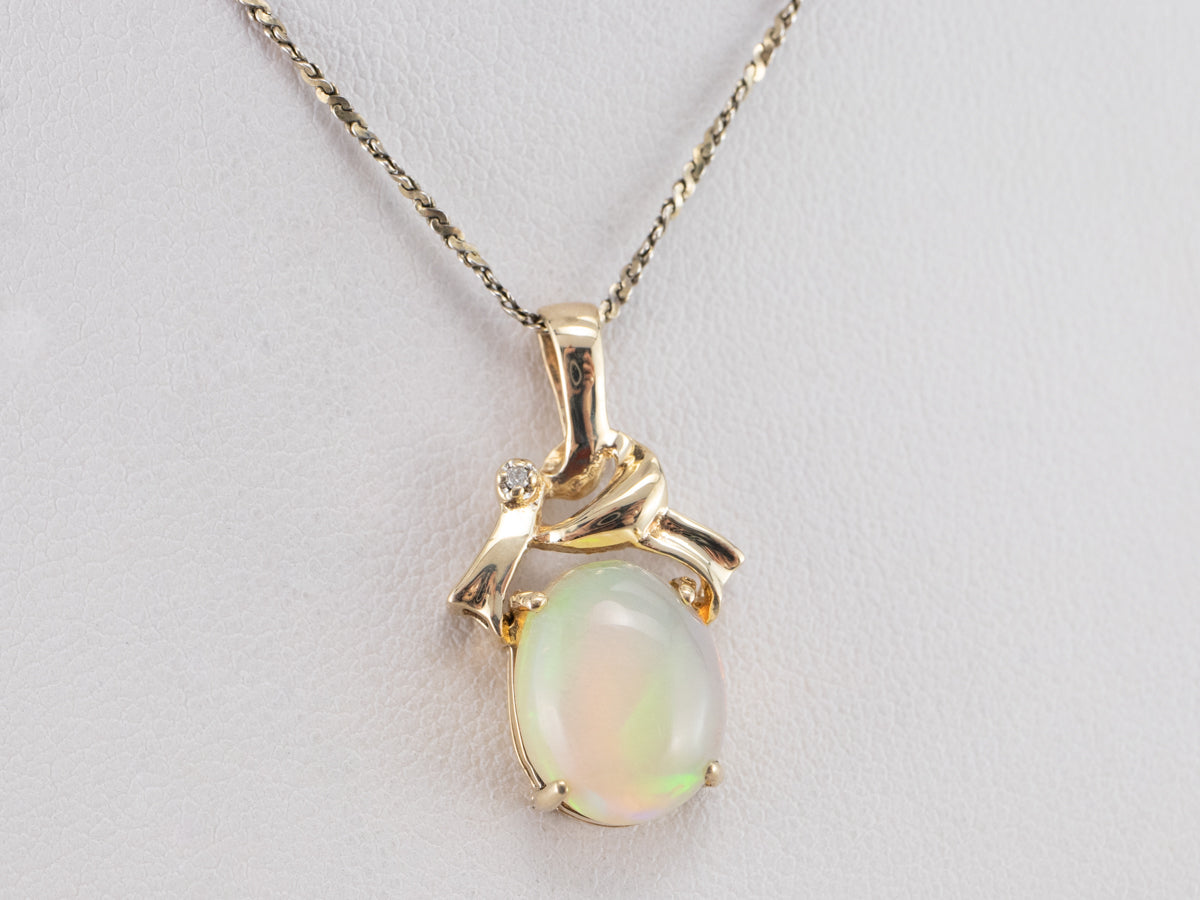 Opal and Diamond Gold Pendant