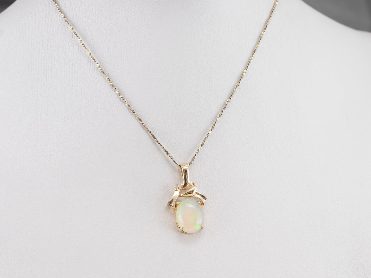 Opal and Diamond Gold Pendant