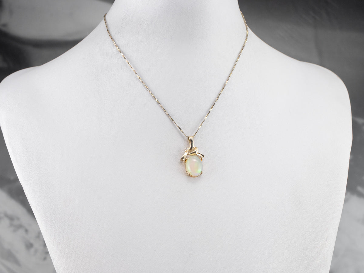 Opal and Diamond Gold Pendant