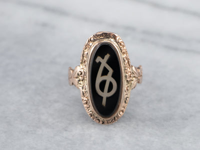 Antique Greek Sorority Onyx Ring