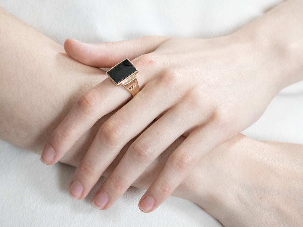 Classic Vintage Black Onyx Statement Ring