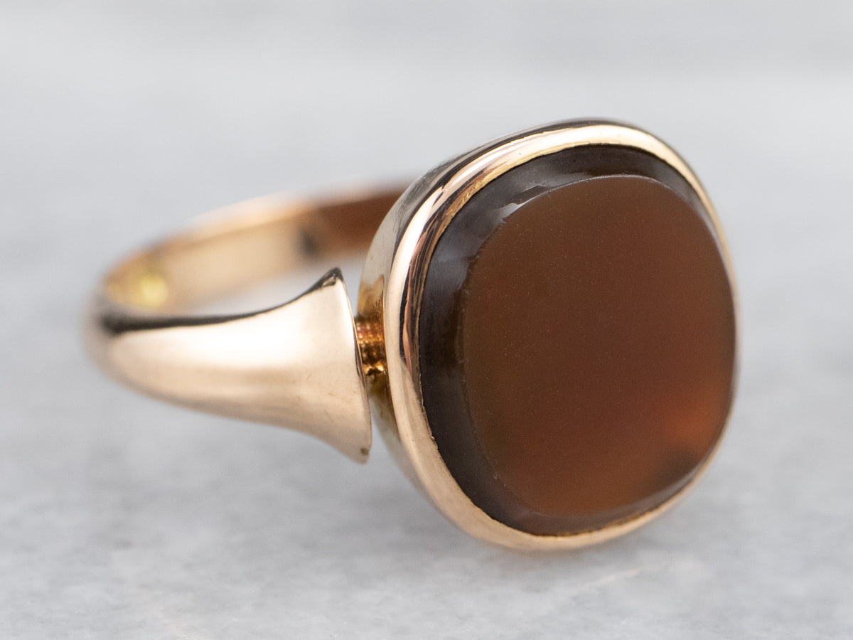 Retro Carnelian and Gold Solitaire Ring