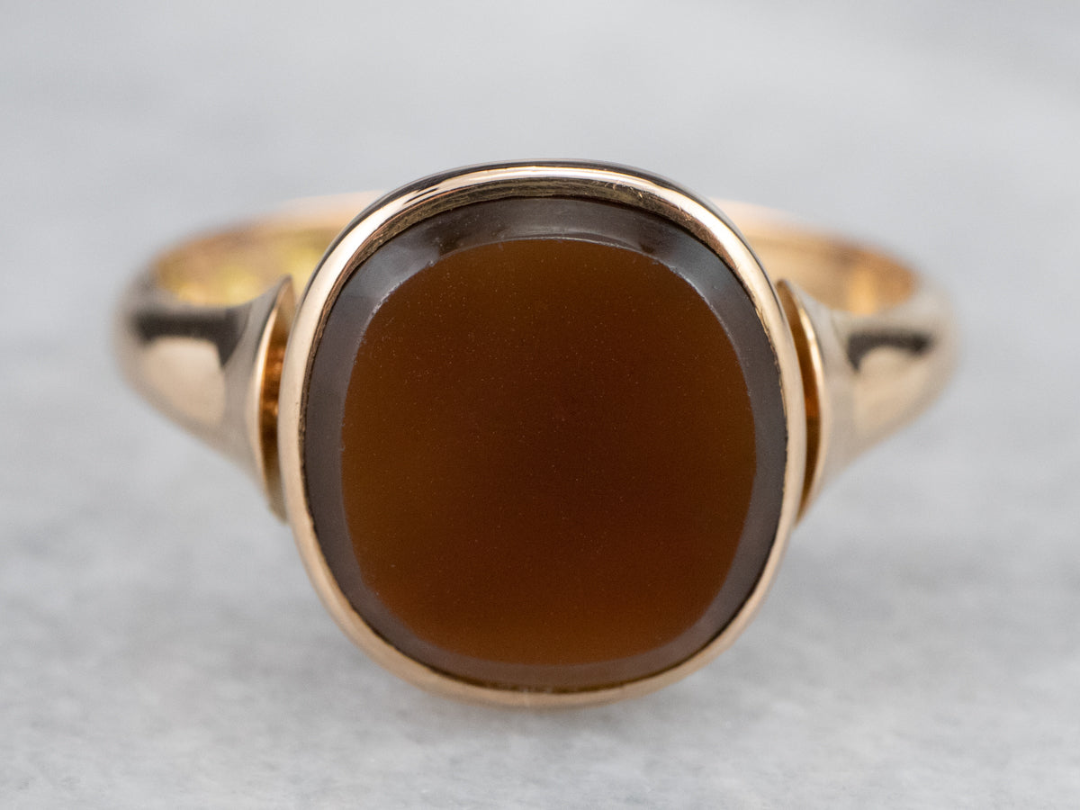 Retro Carnelian and Gold Solitaire Ring