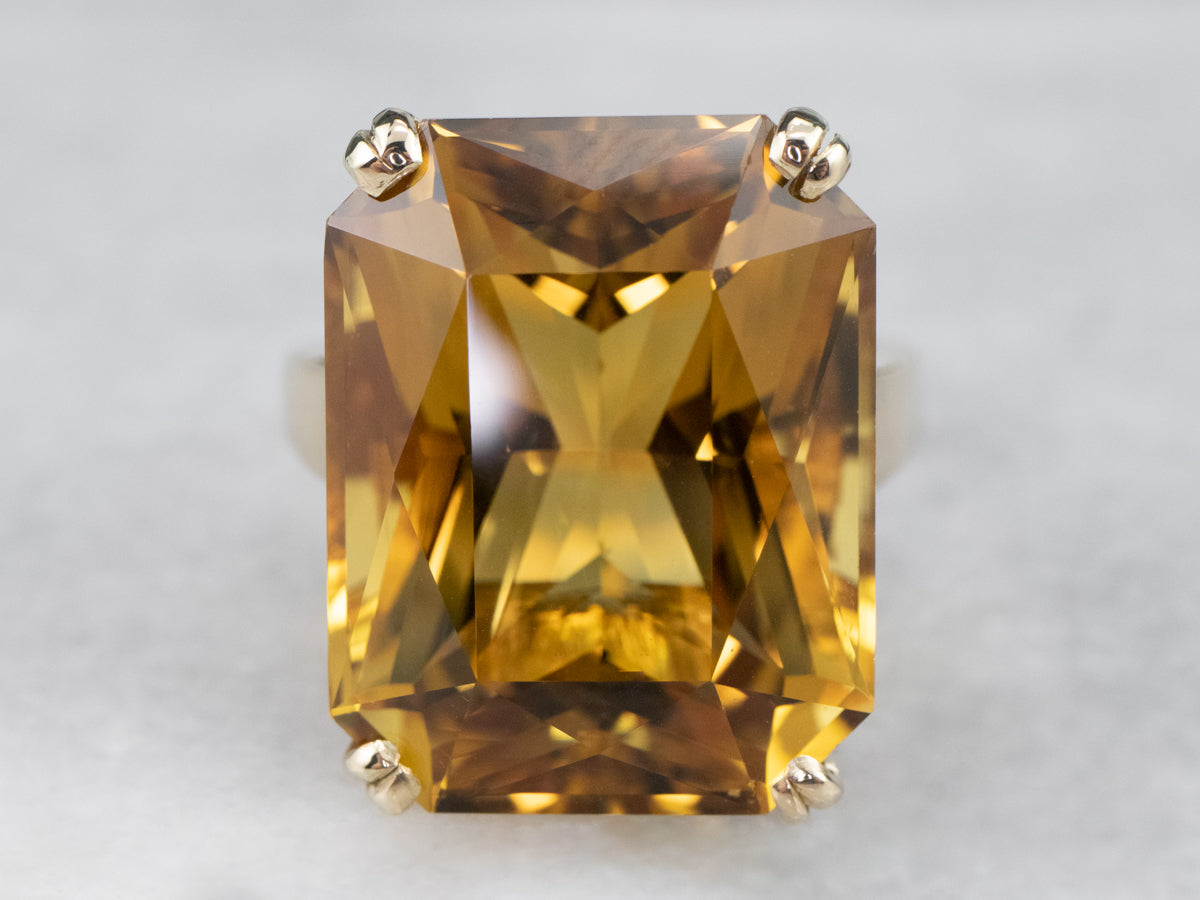 Fantastic Vintage Citrine Cocktail Ring