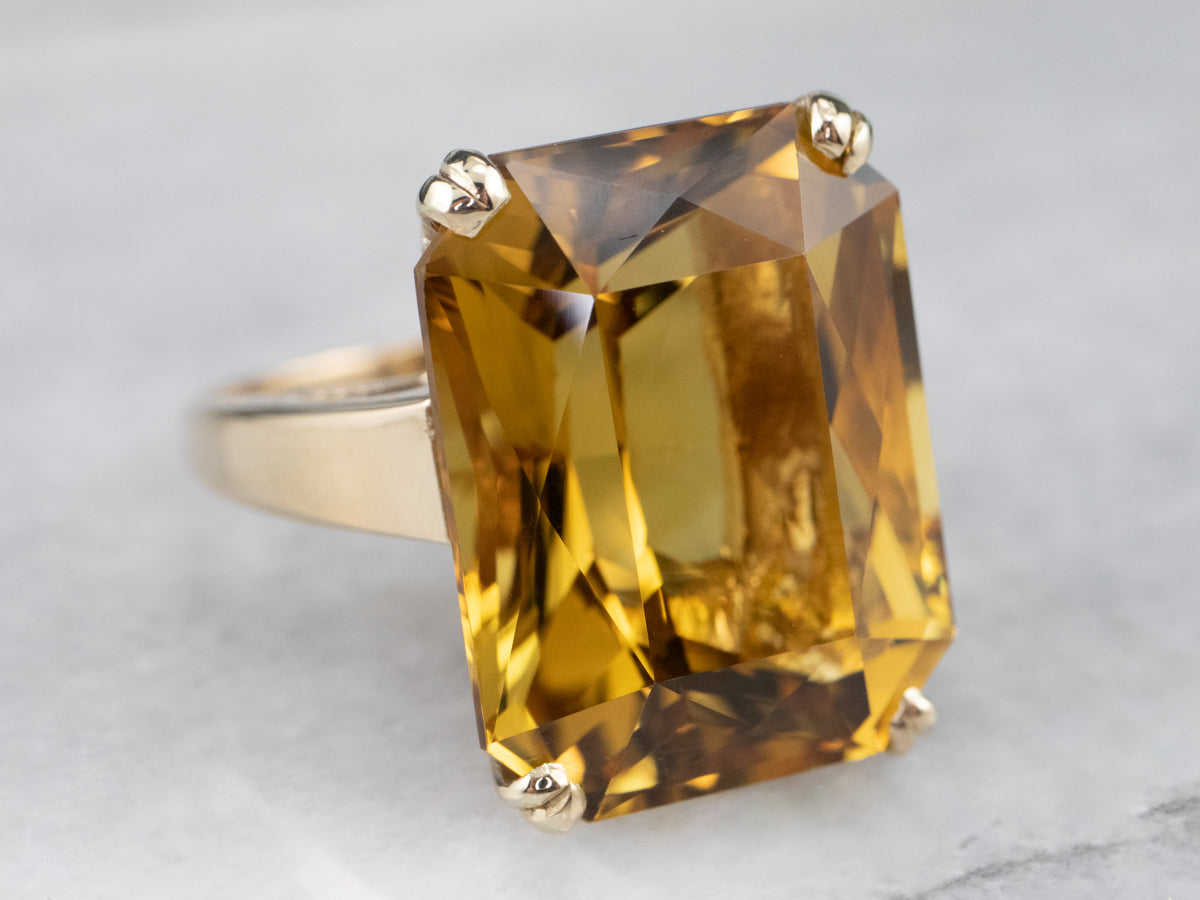 Fantastic Vintage Citrine Cocktail Ring