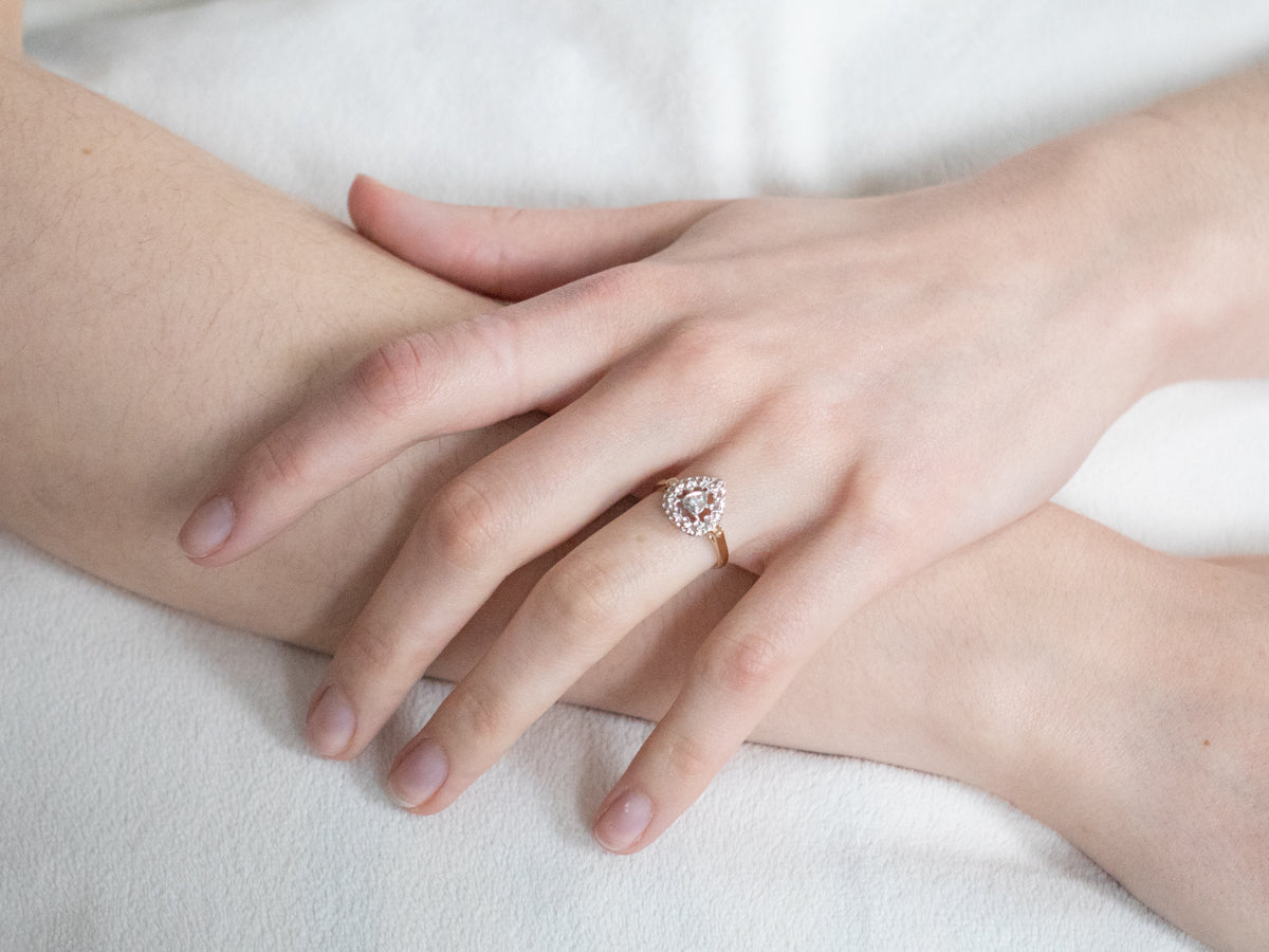 Diamond Heart Halo Ring