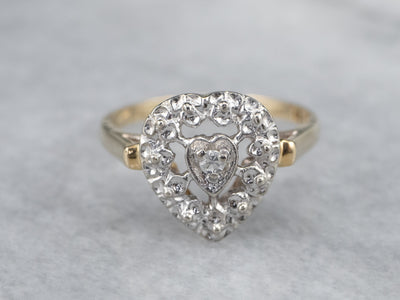 Diamond Heart Halo Ring