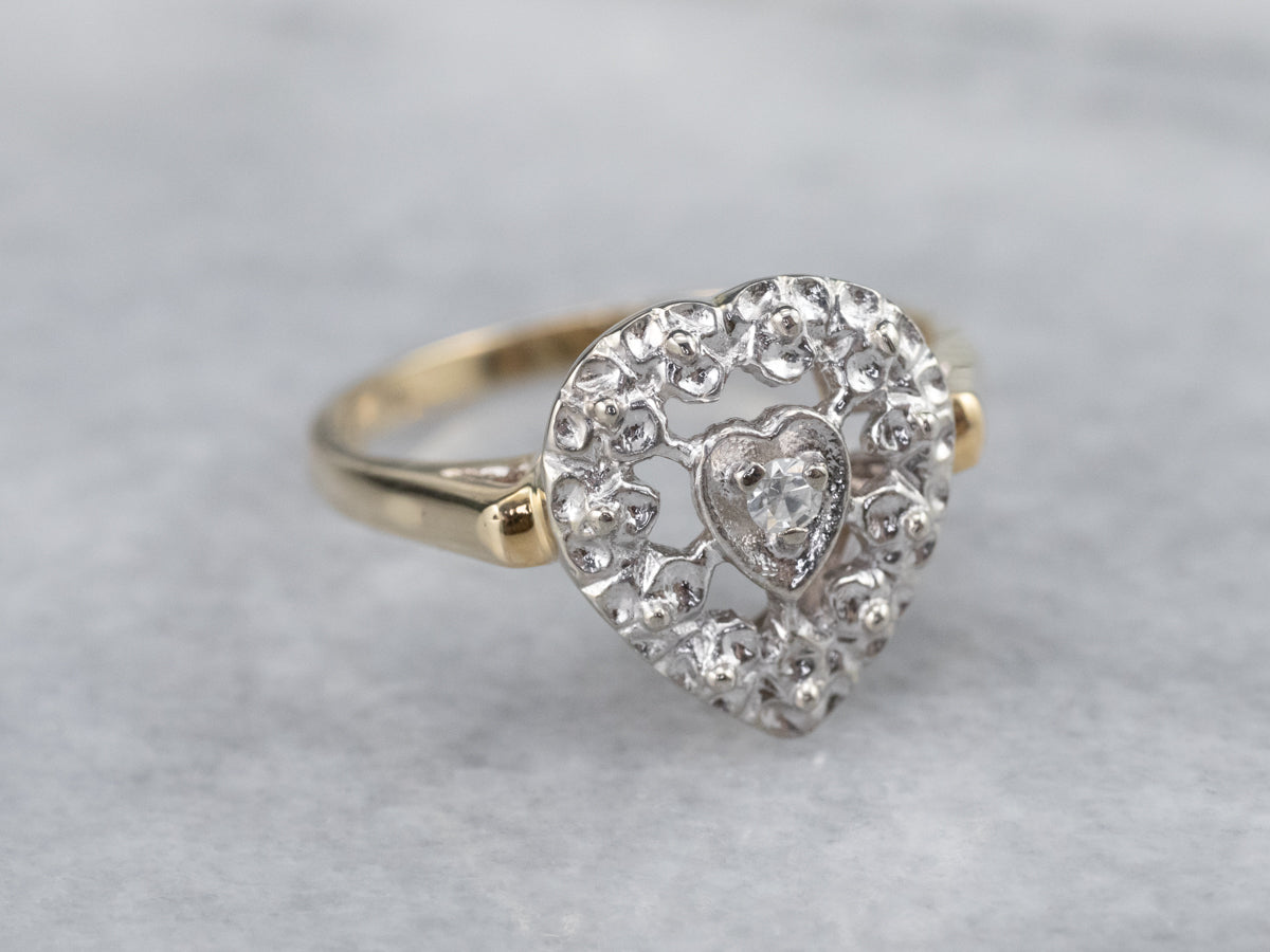 Diamond Heart Halo Ring