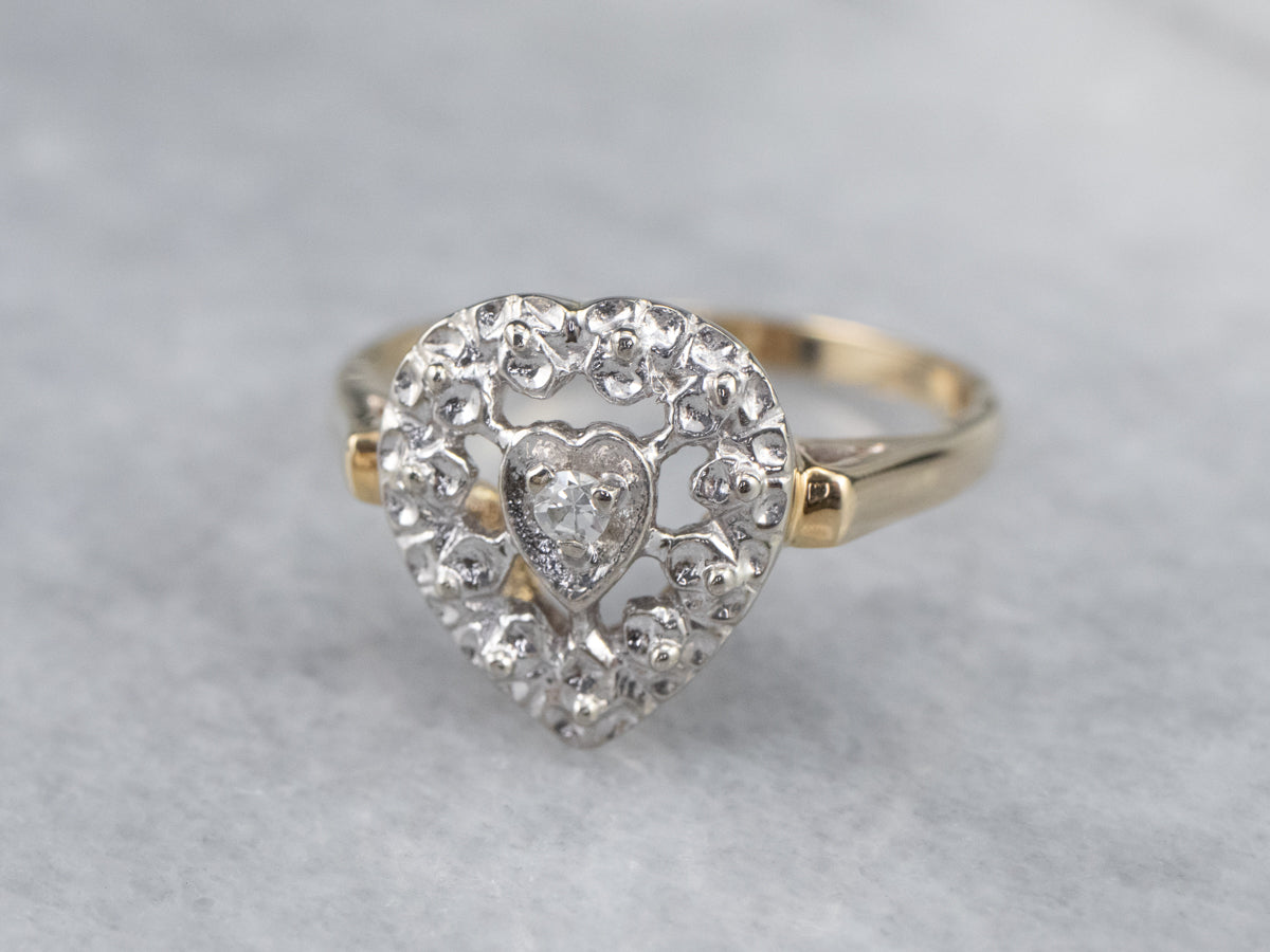 Diamond Heart Halo Ring