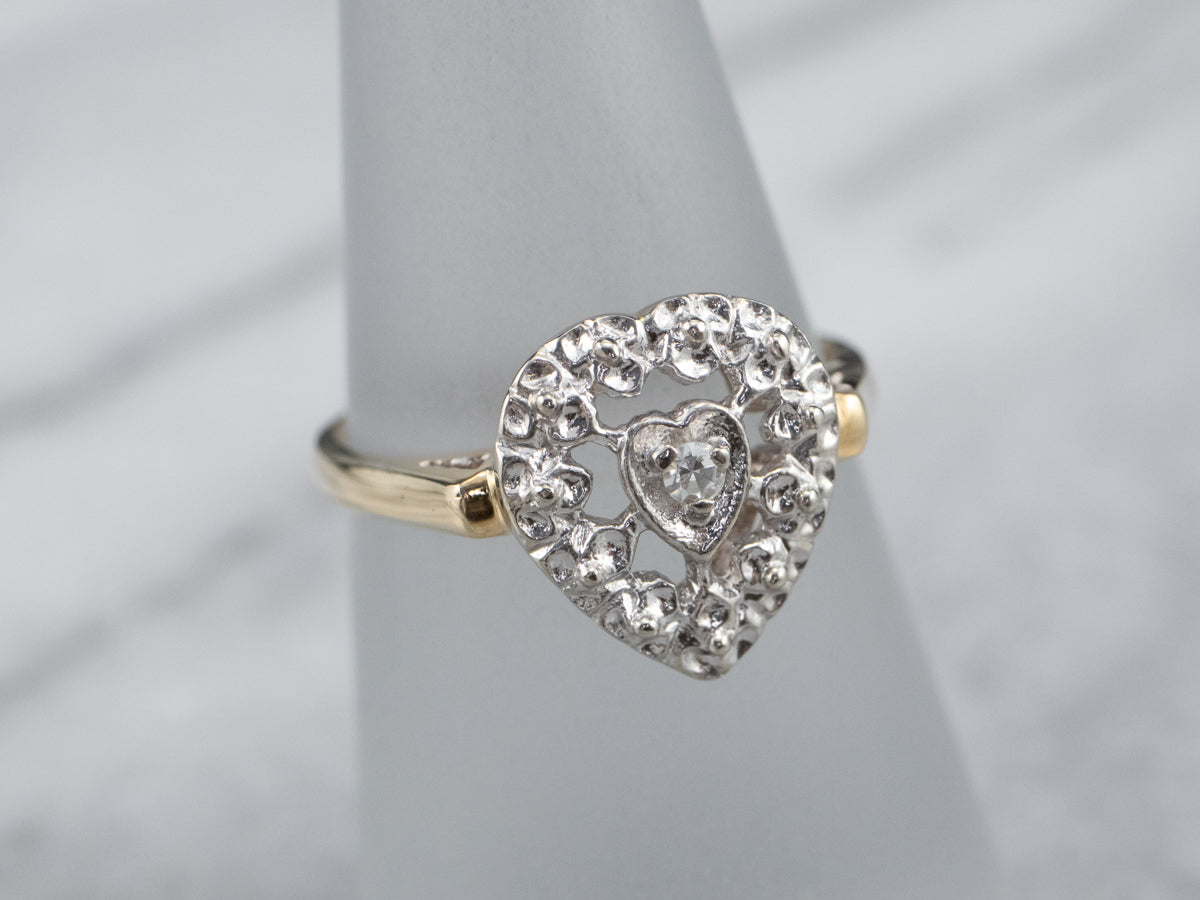Diamond Heart Halo Ring
