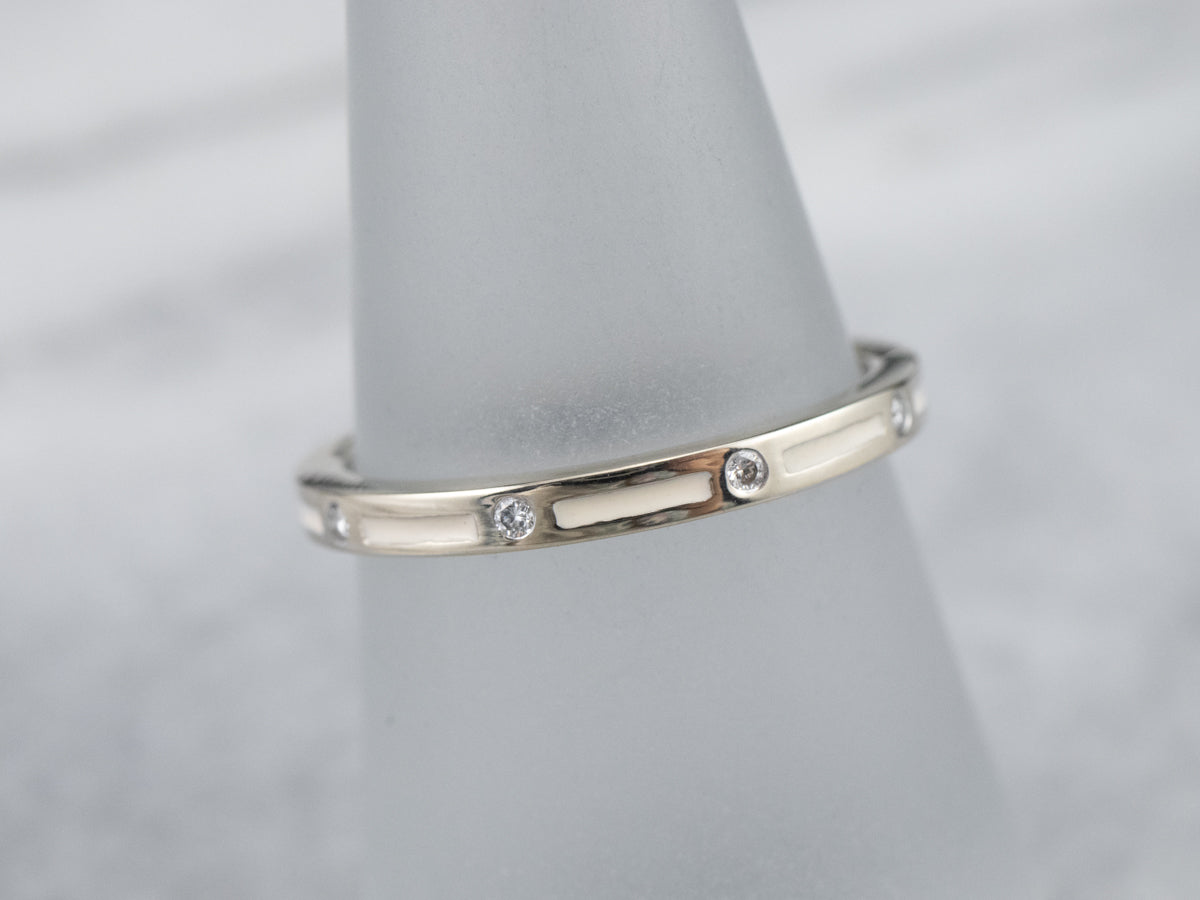 18K Gold Enamel and Diamond Band