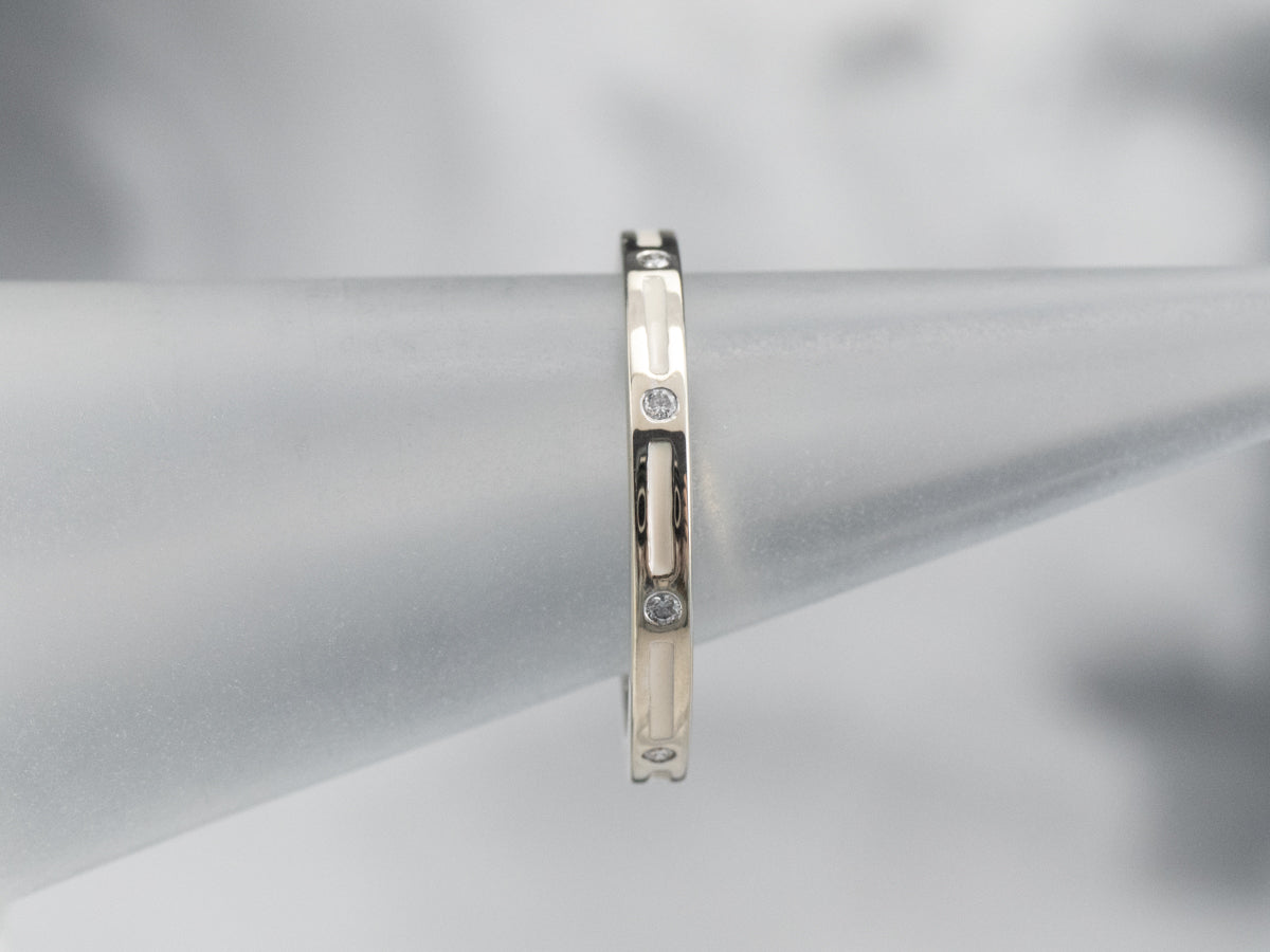 18K Gold Enamel and Diamond Band