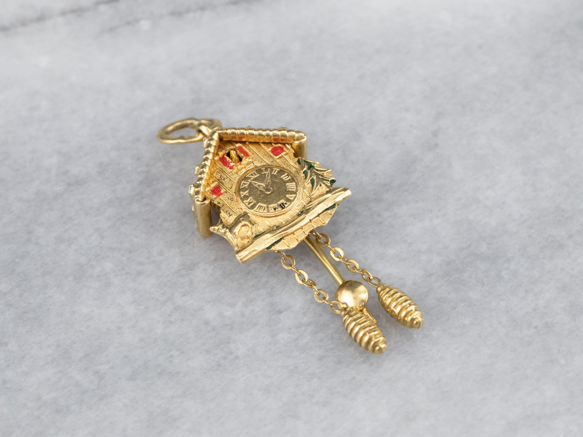 18K Gold Bavarian Cuckoo Clock Charm