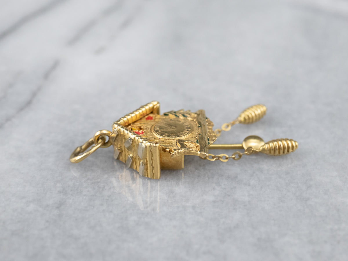 18K Gold Bavarian Cuckoo Clock Charm