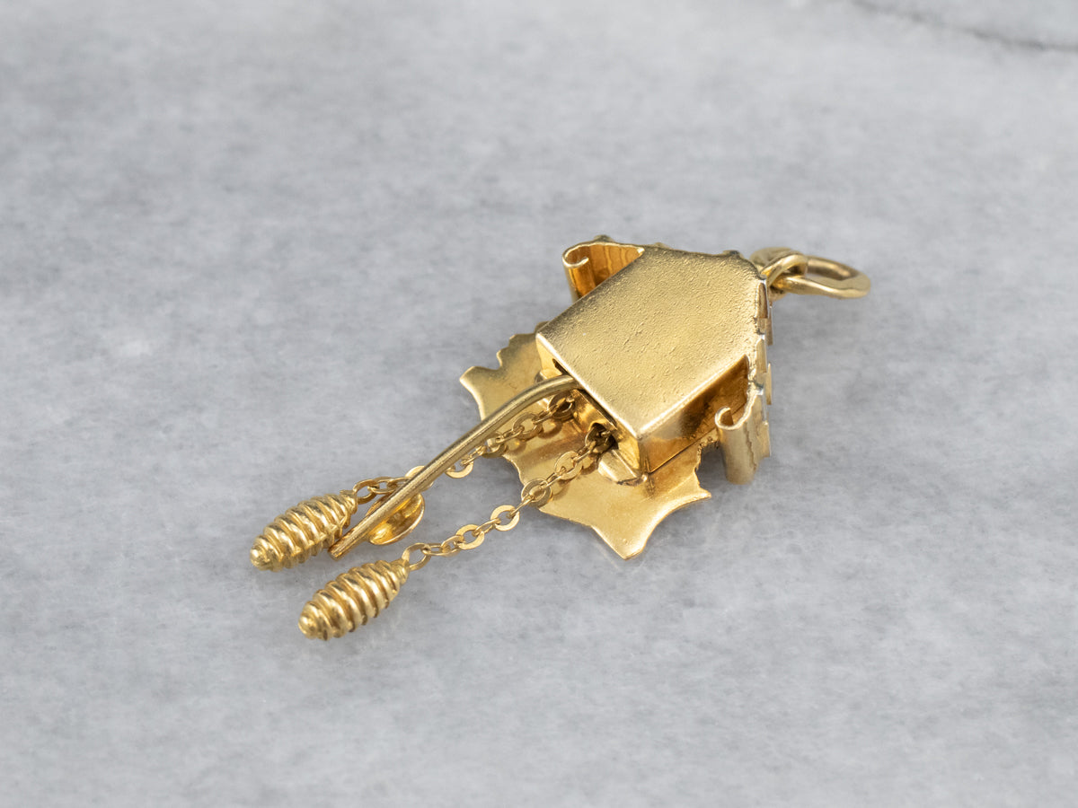 18K Gold Bavarian Cuckoo Clock Charm