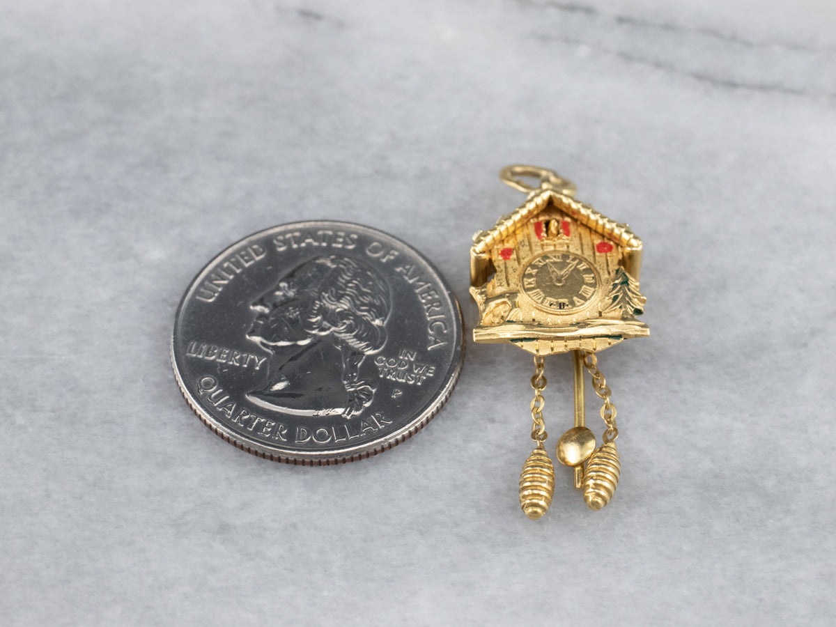 18K Gold Bavarian Cuckoo Clock Charm
