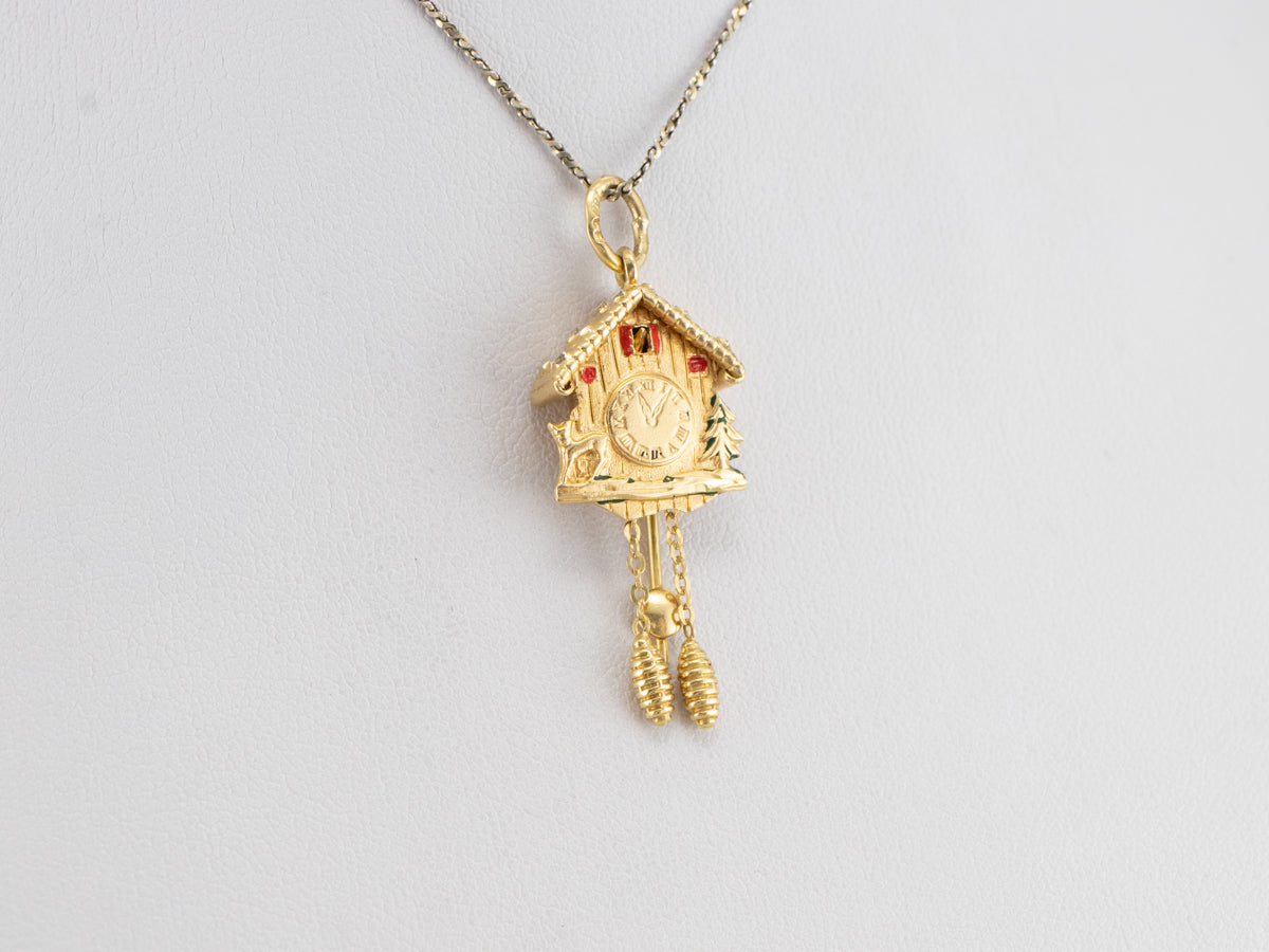 18K Gold Bavarian Cuckoo Clock Charm