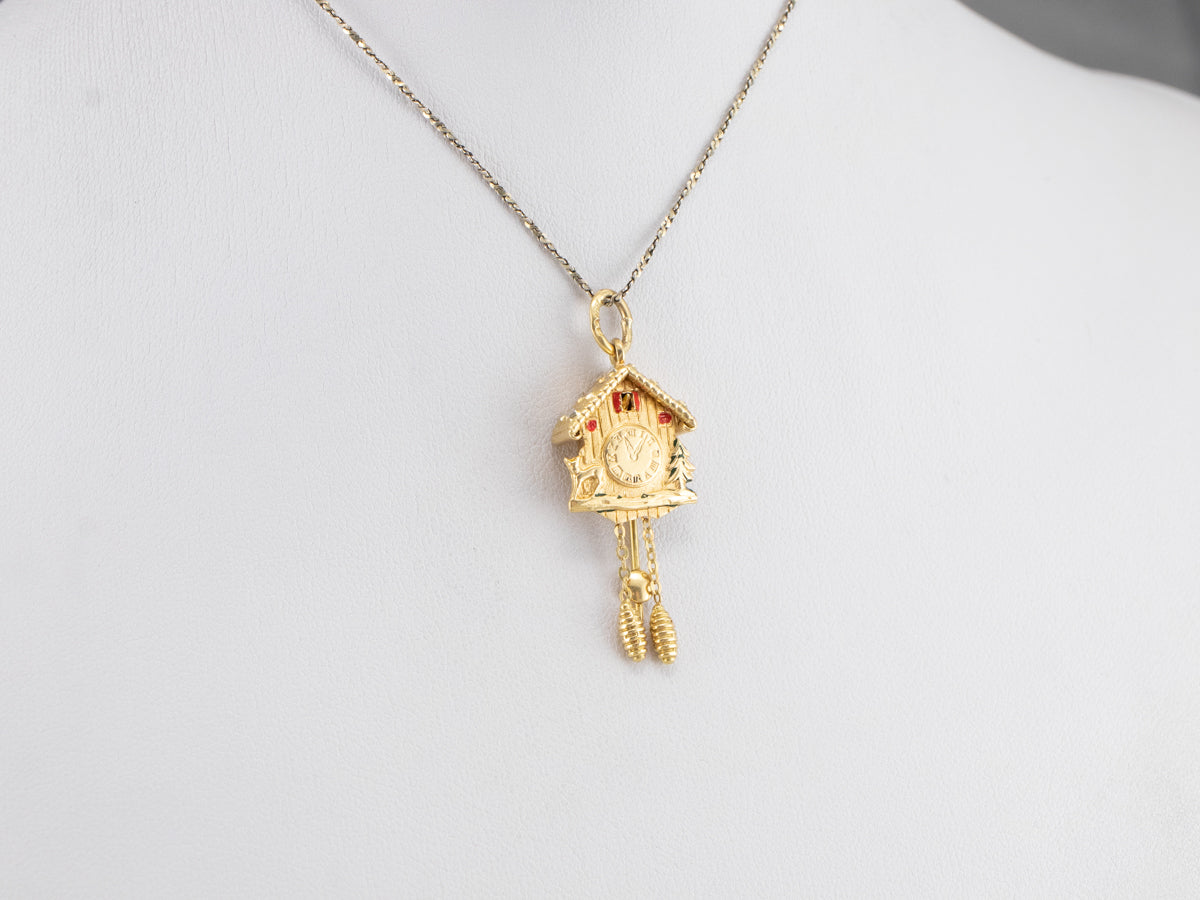 18K Gold Bavarian Cuckoo Clock Charm