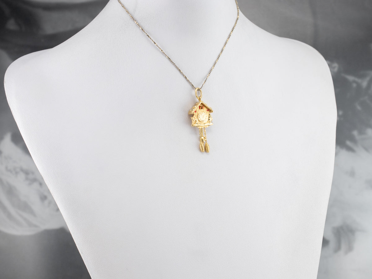 18K Gold Bavarian Cuckoo Clock Charm