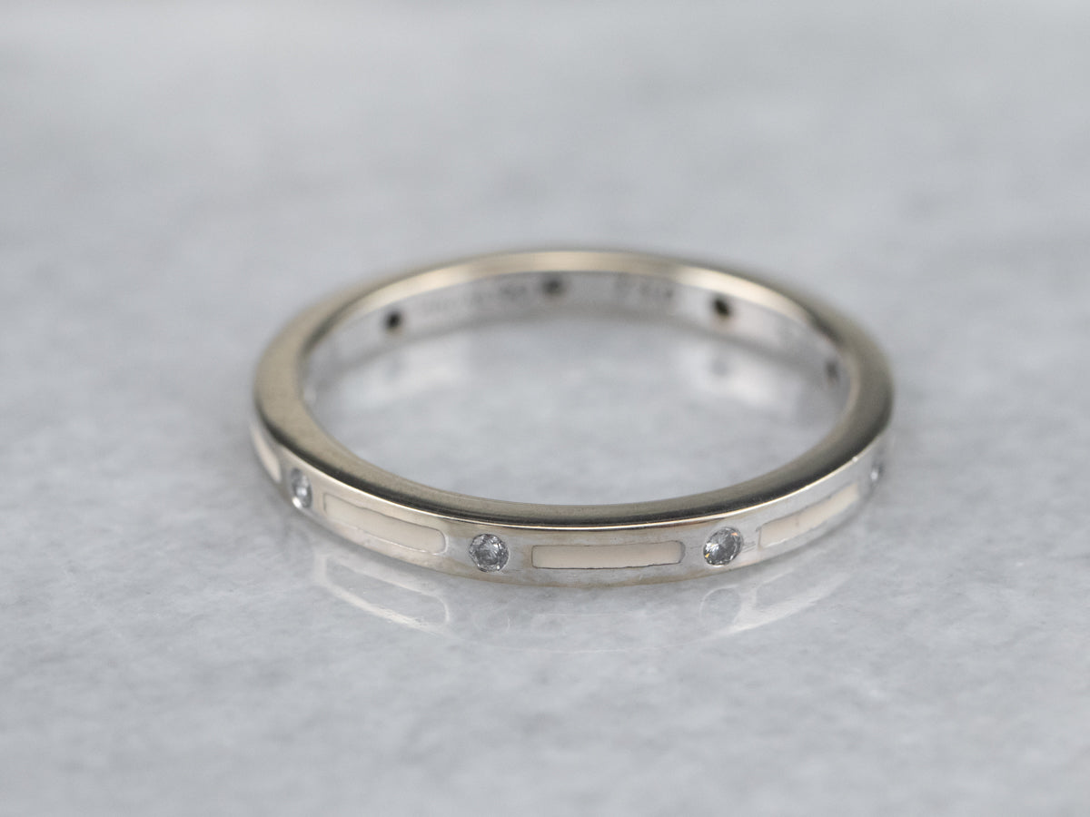 18K Gold Enamel and Diamond Band